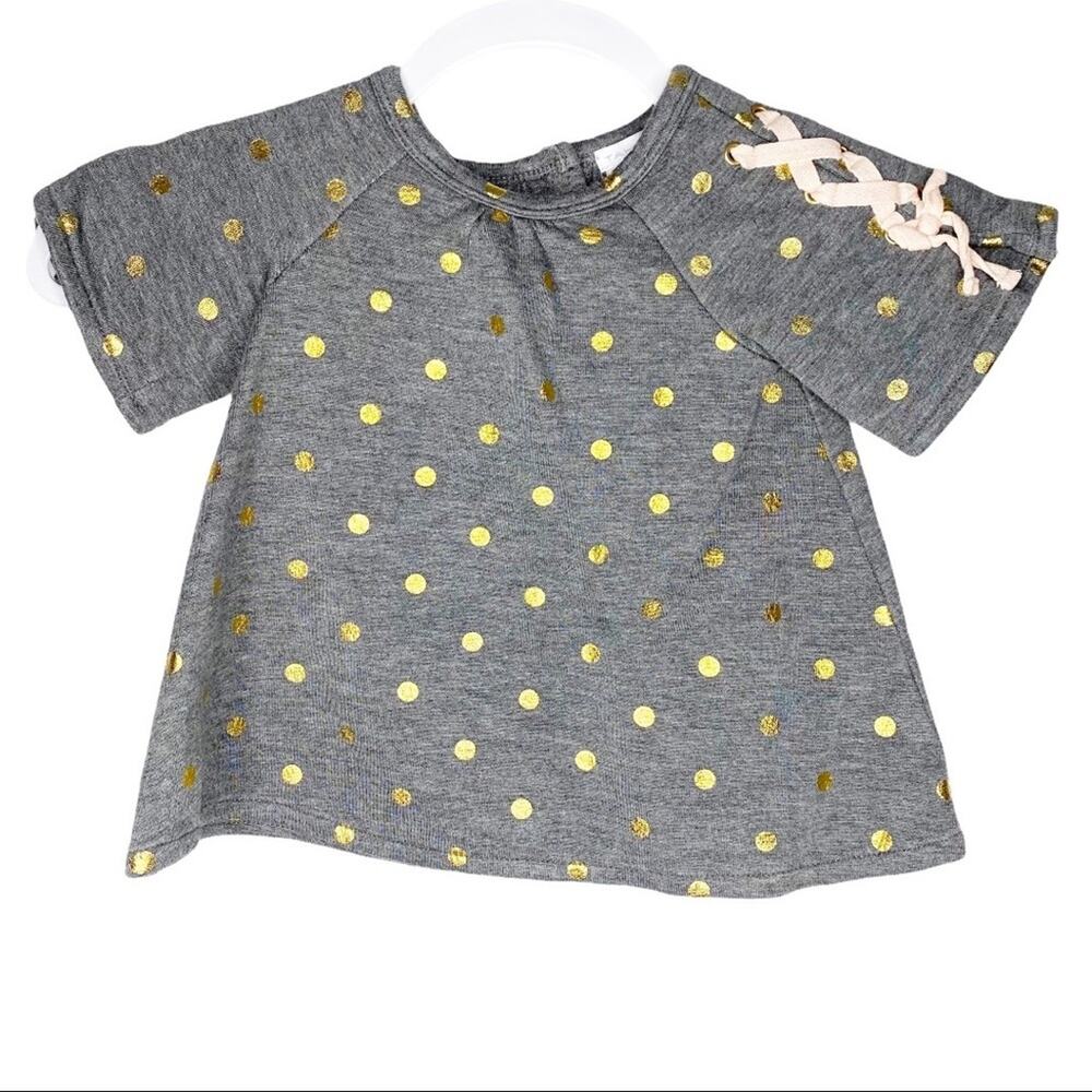 Girls Tahari Grey Gold Polka Dot Lace Shirt 12M